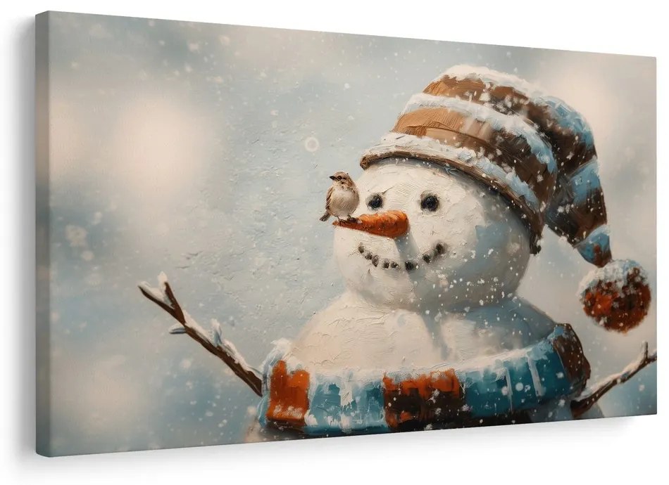 Vianočný obraz radostný snehuliak