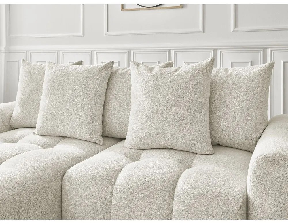 Biela ženilková rozkladacia/s úložným priestorom rohová pohovka (ľavý roh/s leňoškou) Roxelane – Bobochic Paris