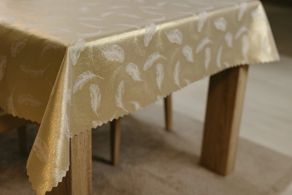 Dekorstudio Luxusný obrus na stôl Pierko - zlatý SW25 Rozmer obrusu (šírka x dĺžka): 120x200cm