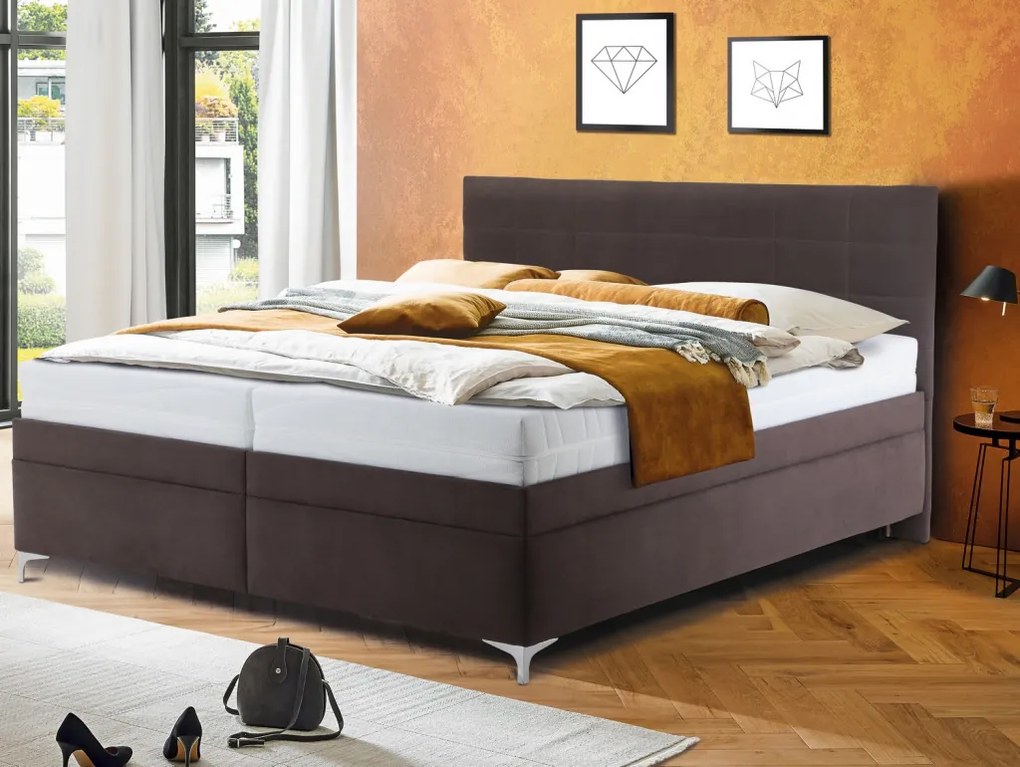 Posteľ Izolda 180x200 cm, hnedá látka