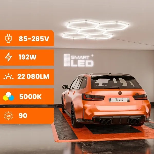 LED stmievateľné stropné svietidlo HEXAGON LED/192W/85-265V 5000K CRI 90 IP54 biela