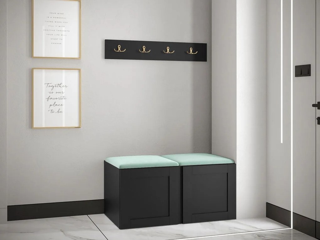 Predsieňová zostava Terospito VI, Farby: čierna, Farba čalúnenia:: ekokoža Soft 011 (čierna)