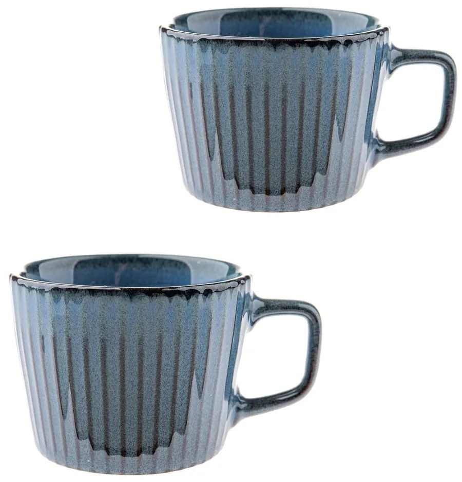Modré kameninové hrnčeky v súprave 2 ks na cappuccino 190 ml Tone – Dakls