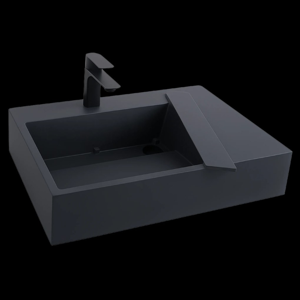 Rea Archi, umývadlo na dosku z konglomerátu 750x430x140 mm, ľavá verzia, šedá matná, REA-U4303