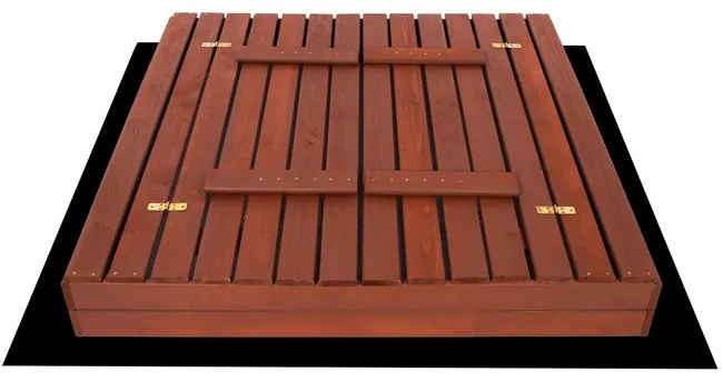 SPRINGOS Uzavreté pieskovisko s lavičkami 140x140 cm impregnované drevo,s netkanou textíliou a plachtou, gaštanovo hnedá SBP140SET05