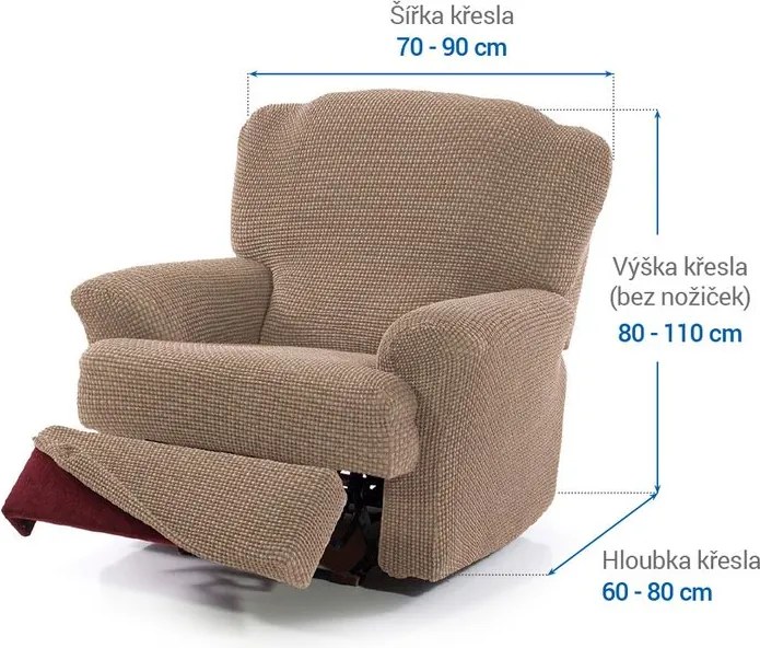Super strečové poťahy NIAGARA oriešková relaxačné kreslo (š. 70 - 90 cm)