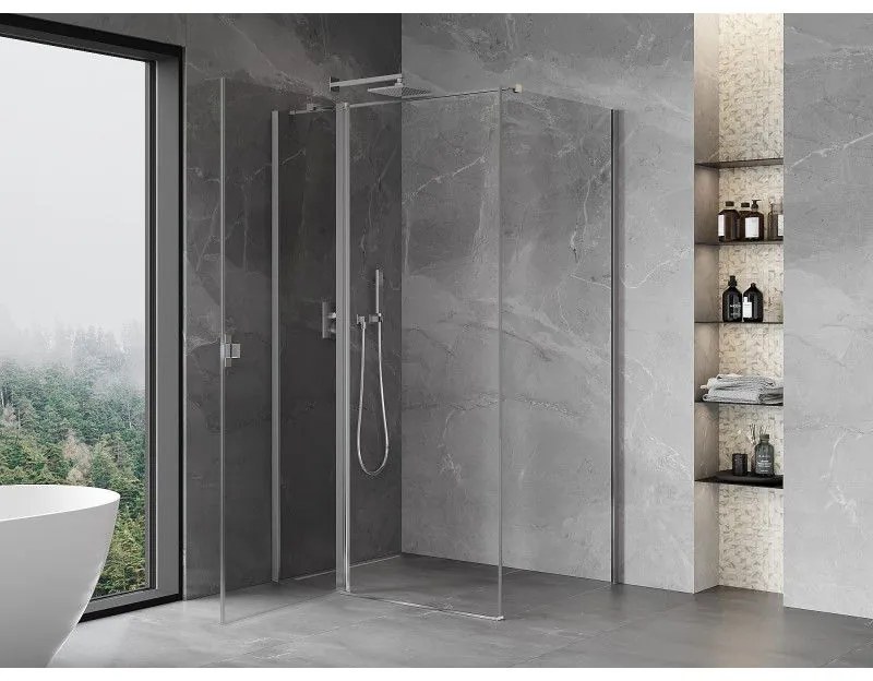 Mexen Mist T, sprchový kút s krídlovými dverami, 100 x 110 cm, 8mm číre sklo, chrómový profil, 8A4T-100-110-01-00