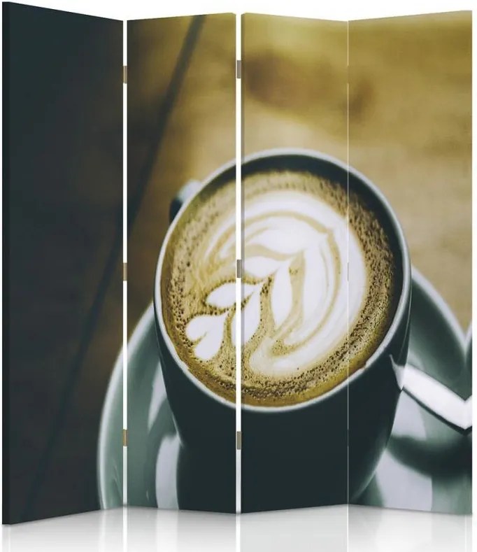 CARO Paraván - Coffee Pattern | štvordielny | obojstranný 145x180 cm