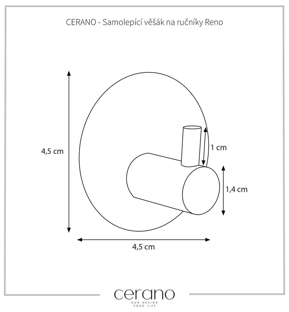 CERANO - Samolepiaci vešiak na uteráky Reno - čierna matná, CER-CER-479440