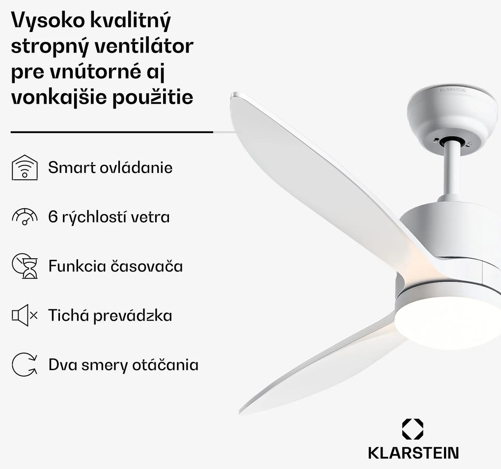 Klarstein SkyBreeze Smart istropný ventilátor, Vnútorné i vonkajšie použitie, Inteligentné ovládanie, IP44, 40 dB