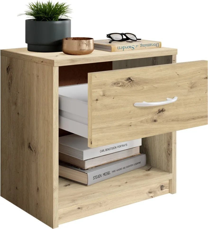 Nočný stolík s 1 zásuvkou Pepe, dub artisan