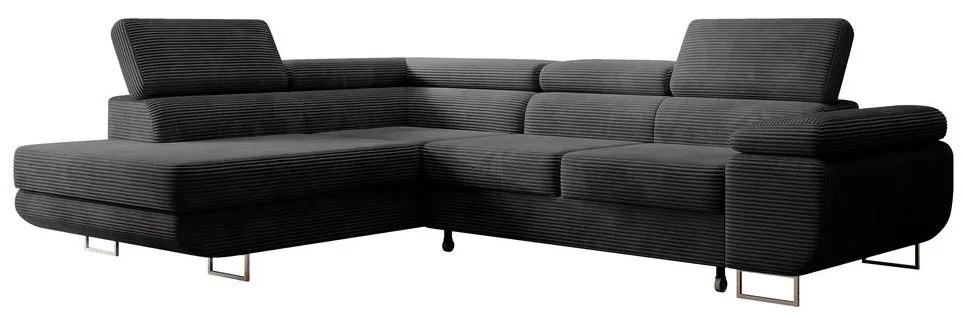 Rohová sedacia súprava Stiletto (L) (tmavosivá + strieborná). Akcia -18%. Vlastná spoľahlivá doprava až k Vám domov. 1099702