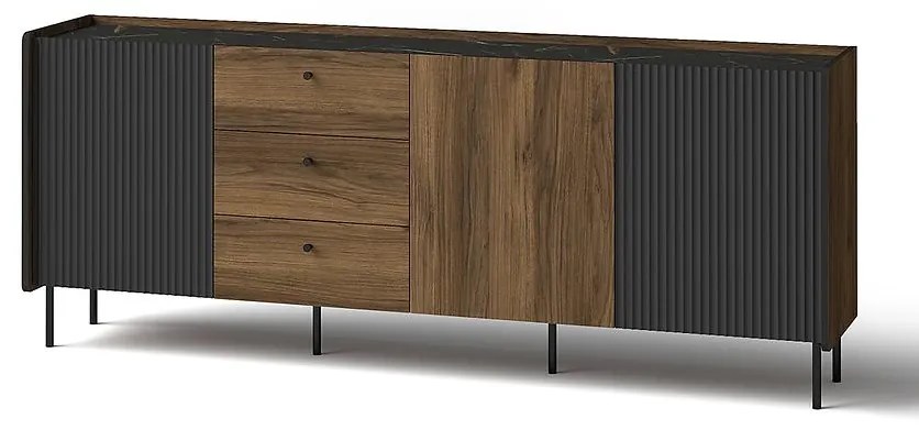 Komoda Prestigo P6 2d3s Vojnový orech/San Seb/Čierny mat