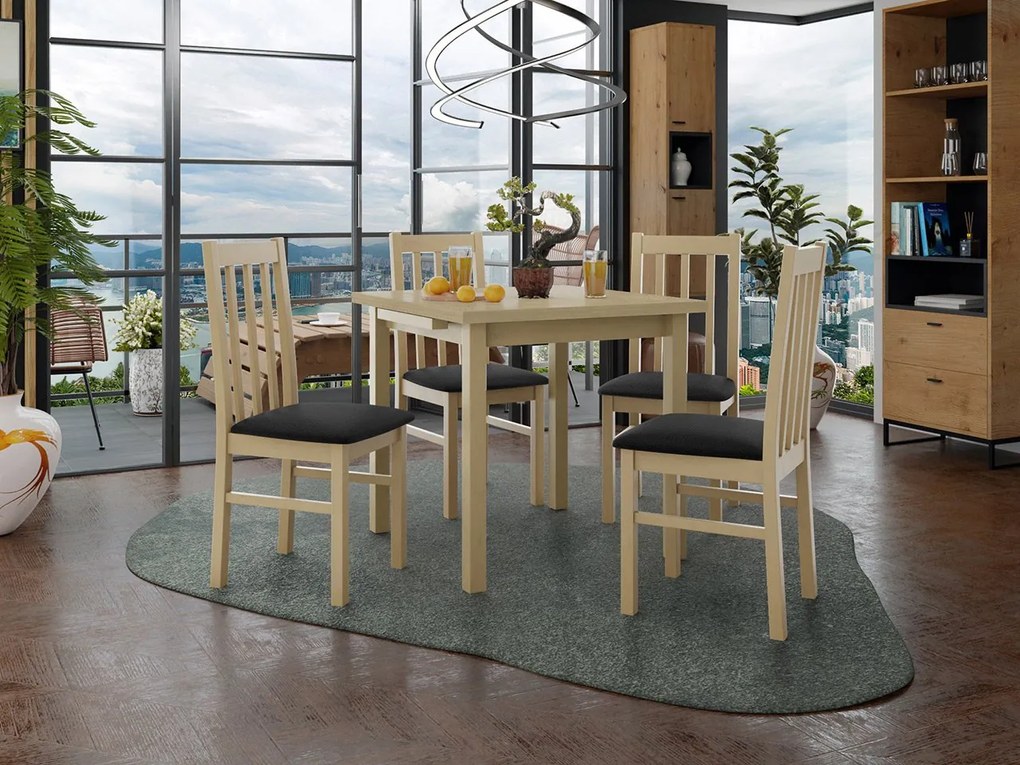 Rozkladací stôl so 4 stoličkami AL14, Morenie: biela - L, Poťahové látky: 25x - Paros 2