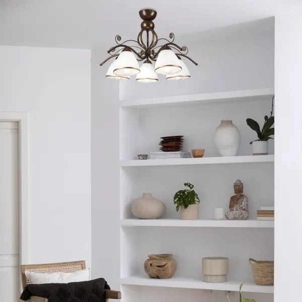 Brilagi - LED Prisadený luster ANTICO 5xE27/60W/230V bronz patina