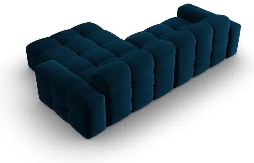 Tmavomodrá zamatová rohová pohovka (pravý roh) Kendal - Micadoni Home