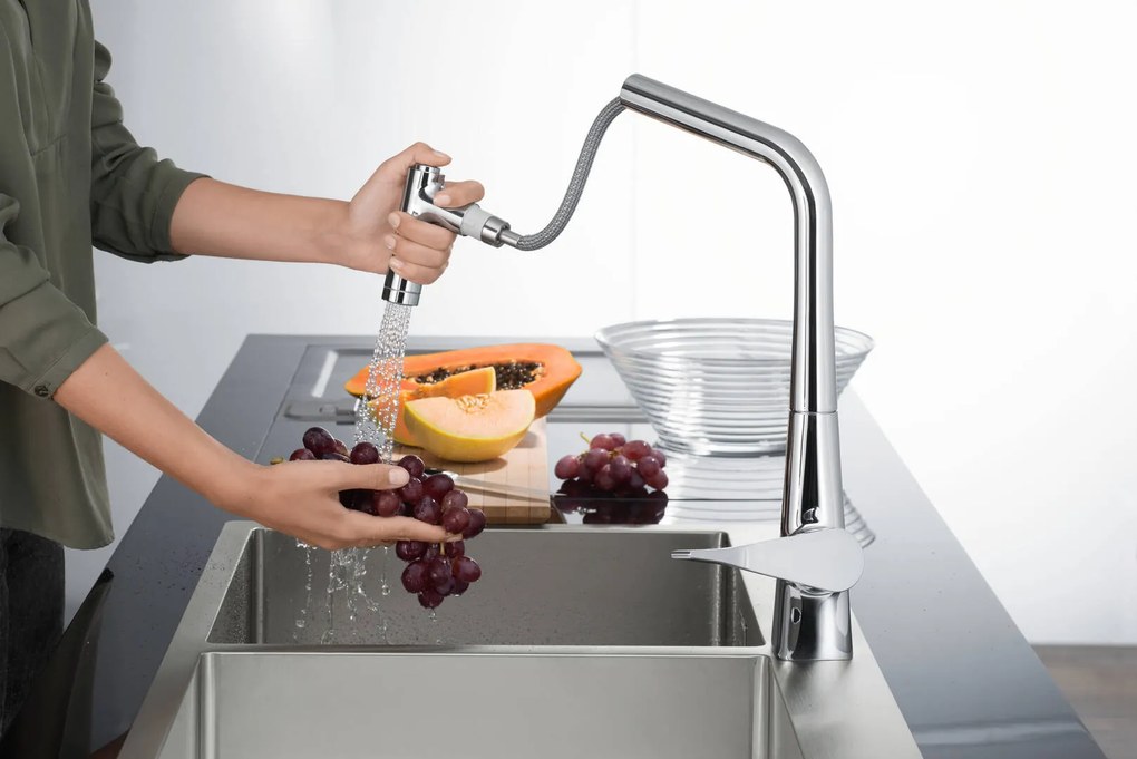 Hansgrohe M71, drezová batéria M7120-H200 s výsuvnou spŕškou, 2-otvorová inštalácia, sBOX, chrómová, HAN-73818000