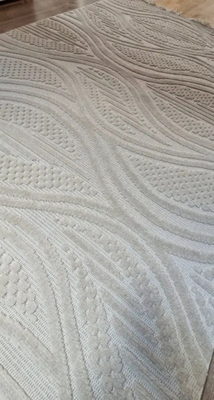 HU Béžový moderný koberec TWIST BEIGE 31204A Rozmer: 60x100 cm