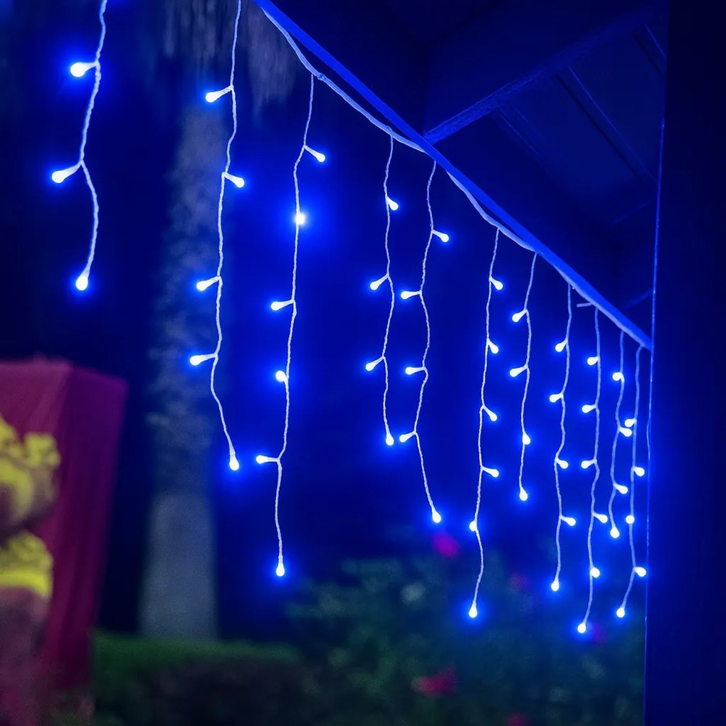 Vianočné svetielka LED záclona FLASH modrá 1000 LED