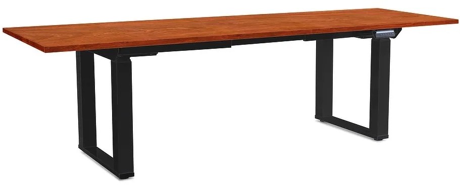 Výškovo nastaviteľný stôl OfficeTech Strong 240 x 80 cm, čierna podnož, čerešňa