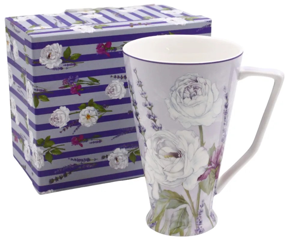 HOME ELEMENTS Porcelánový hrnček 500 ml, Levanduľa