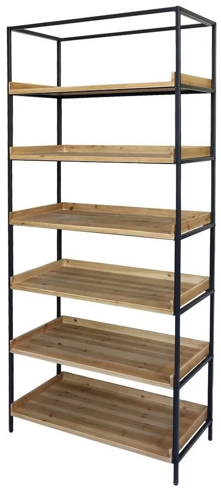 Čierny kovový regál/ knižnica so 6 policami Bione - 97*50*213 cm