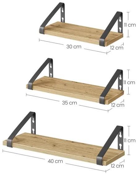Sada troch nástenných políc LWS033B88