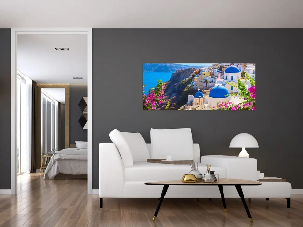 Obraz - Santorini, Grécko (120x50 cm)