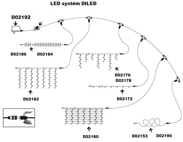 Nexos 2178 diLED svetelný dážď - 180 LED teple biela
