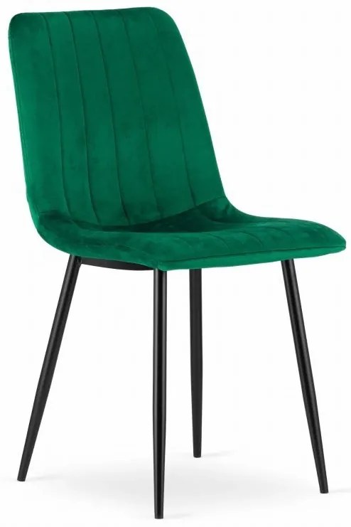 Set 4 kresiel LAVA - tmavozelený zamat / čierne nohy