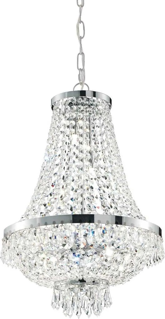 Závesné svietidlo Ideal Lux Caesar SP6 chróm 6xG9 krištáľ