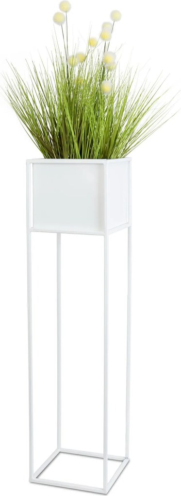 KOVOVÝ KVETINÁČ SO STOJANOM PLAIN 90X24 CM BIELA