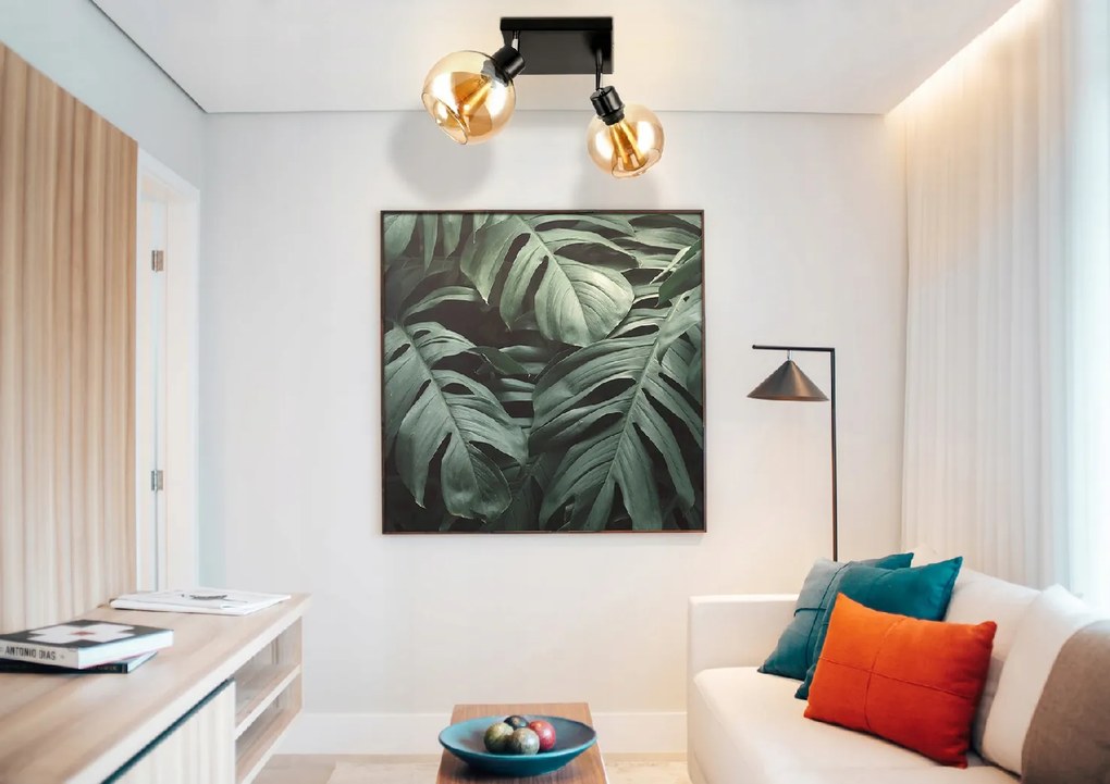 BERGE Sklenená LED stropná lampa 2xE27 - jantárová farba