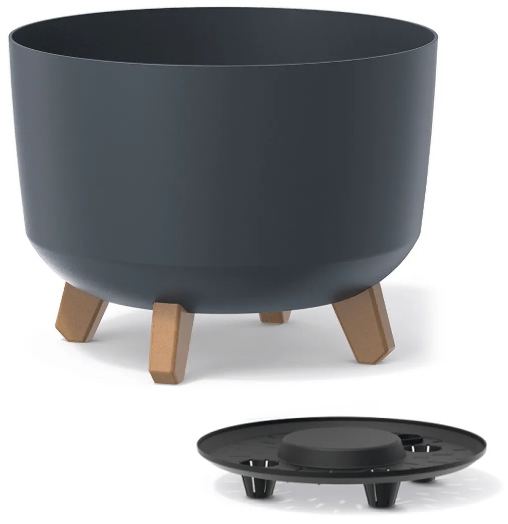 Plastový kvetináč na nožičkách DGRL350 33,9 cm - antracit