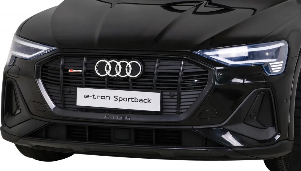 Ramiz Audi E-Tron Sportback pre deti Čierna + Pilot + pohon 4x4 + pomalý štart + rádio MP3 + LED