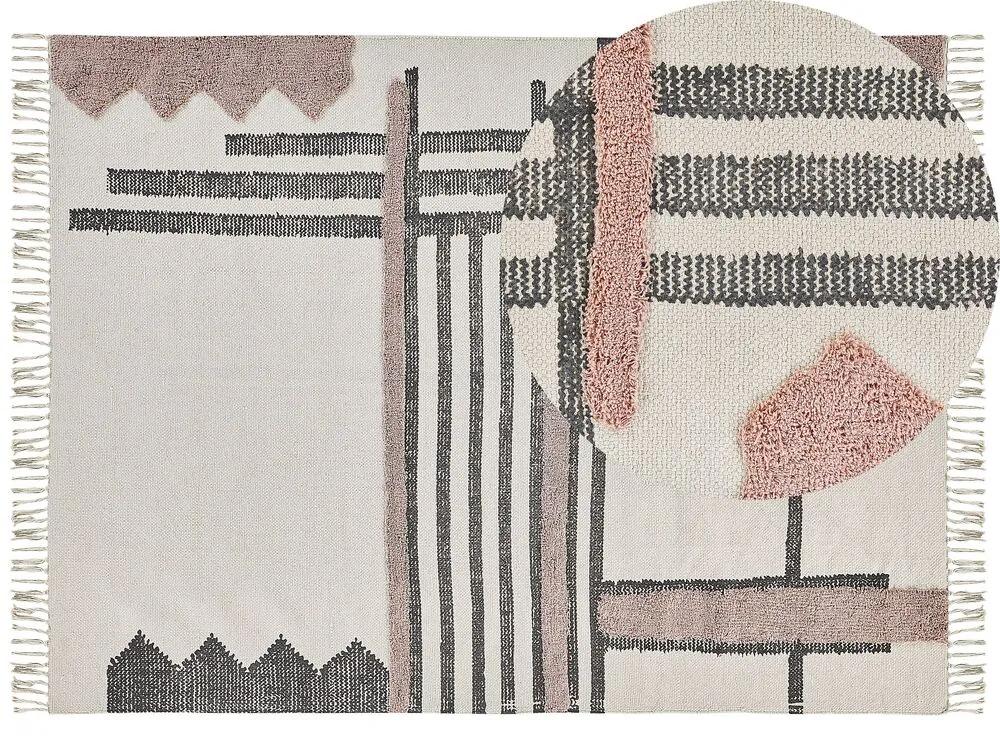 Bavlnený koberec 160 x 230 cm béžová/čierna MURADIYE Beliani