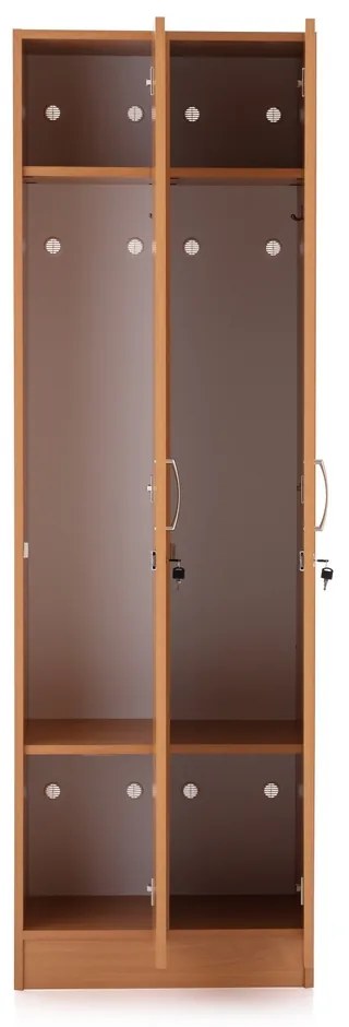 Drevená šatníková skrinka Visio - 2 oddiely, 60 x 42 x 190 cm, buk