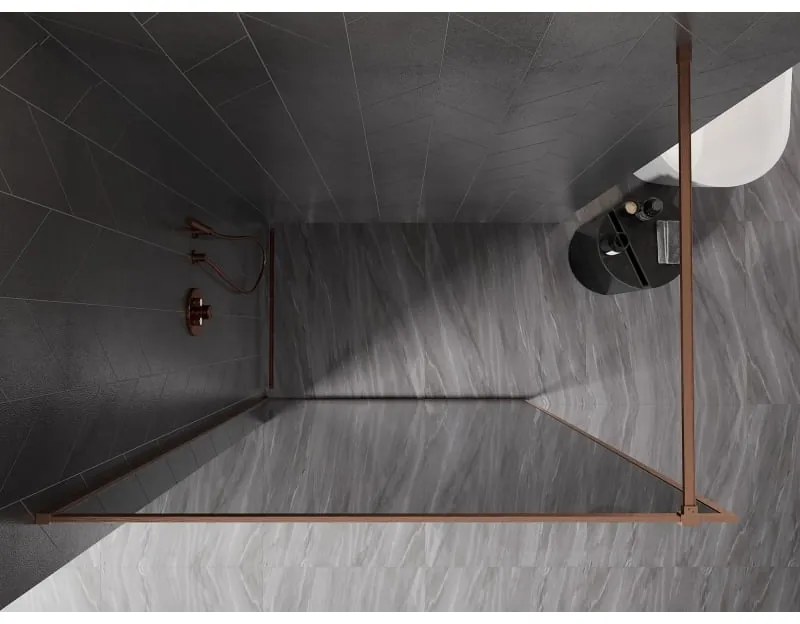 Mexen, Mexen Kioto-XF sprchová stena s rámom 150 x 202 cm, grafit 10 mm, brúsená meď - 800-150-104-65-40-X