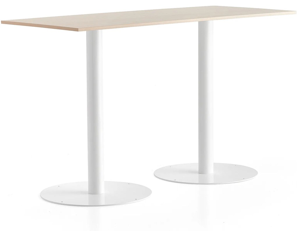 Barový stôl ALVA, 1800x800x1100 mm, biela, breza