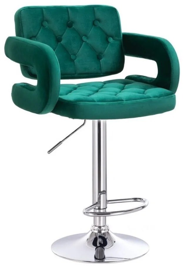 LuxuryForm DESIGN Barová stolička ADRIA VELUR na striebornom tanieri - zelená