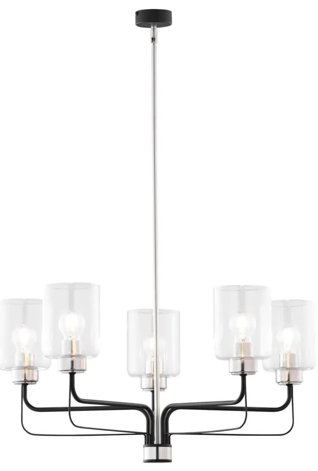 Jupiter 1884 - Luster na tyči CERES 5xE27/15W/230V matný chróm/čierna