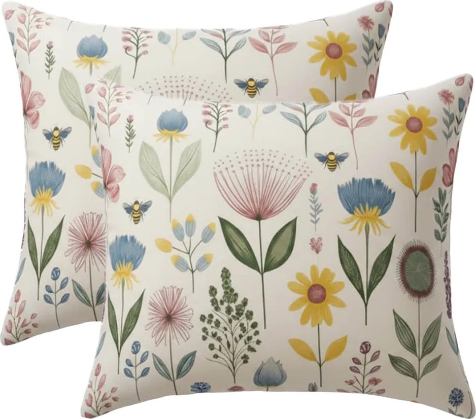 XPOSE® Bavlnená obliečka na vankúš ROZKVITNUTÁ LÚKA 40x40 cm 2ks