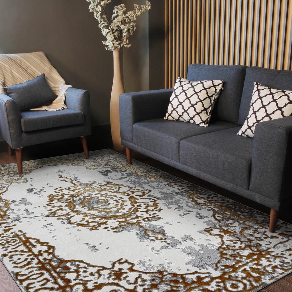 Dywany Łuszczów, Kusový koberec Allure 1961 gold/white, 160x220, žltá, kancelária