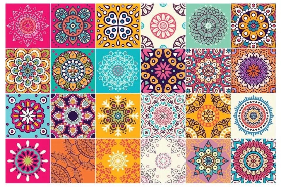 Sada 24 dekoratívnych samolepiek na stenu Ambiance Clarissa, 10 × 10 cm