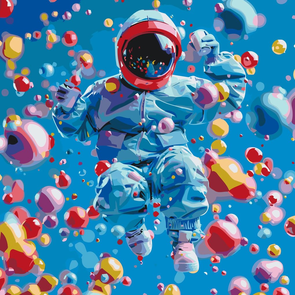 Gario Maľovanie podľa čísel Abstraktný astronaut Rozmery: 50 x 50 cm, Rámovanie: Iba zrolované plátno