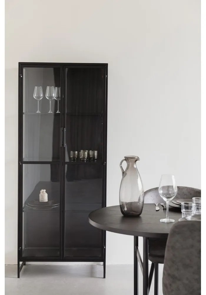 Čierna kovová vitrína 70x170x35 cm Rob – White Label