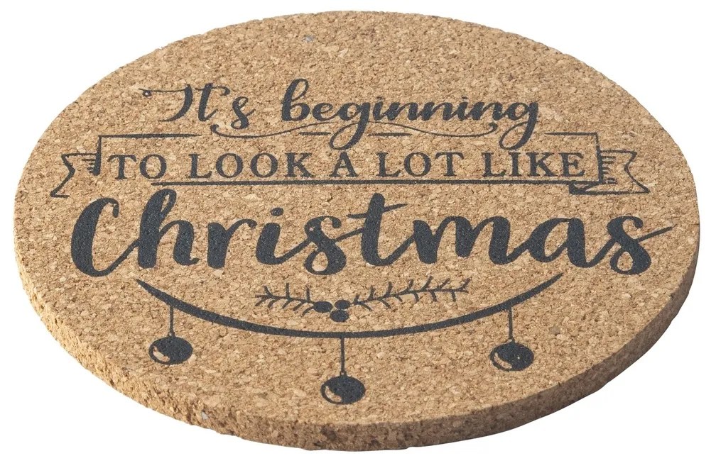 Altom Korková podložka pod hrnček Christmas design pr. 10 cm, sada 4 ks