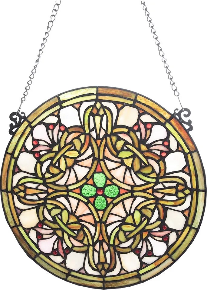Sklenený okrúhly závesný Tiffany panel - Ø 30*1 cm
