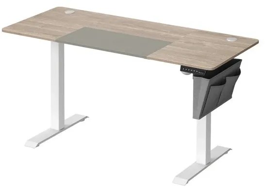 Elektricky nastaviteľný písací stôl Redikt 140 cm biely/dub sonoma