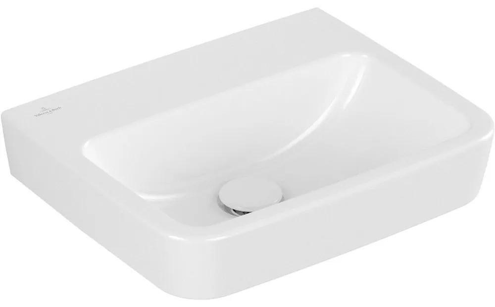 VILLEROY &amp; BOCH O.novo závesné umývadielko bez otvoru (zadná a spodná strana brúsená), bez prepadu, 450 x 370 mm, biela alpská, s povrchom CeramicPlus, 43444FR1